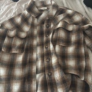 Brown Plaid Button-Up Shirt